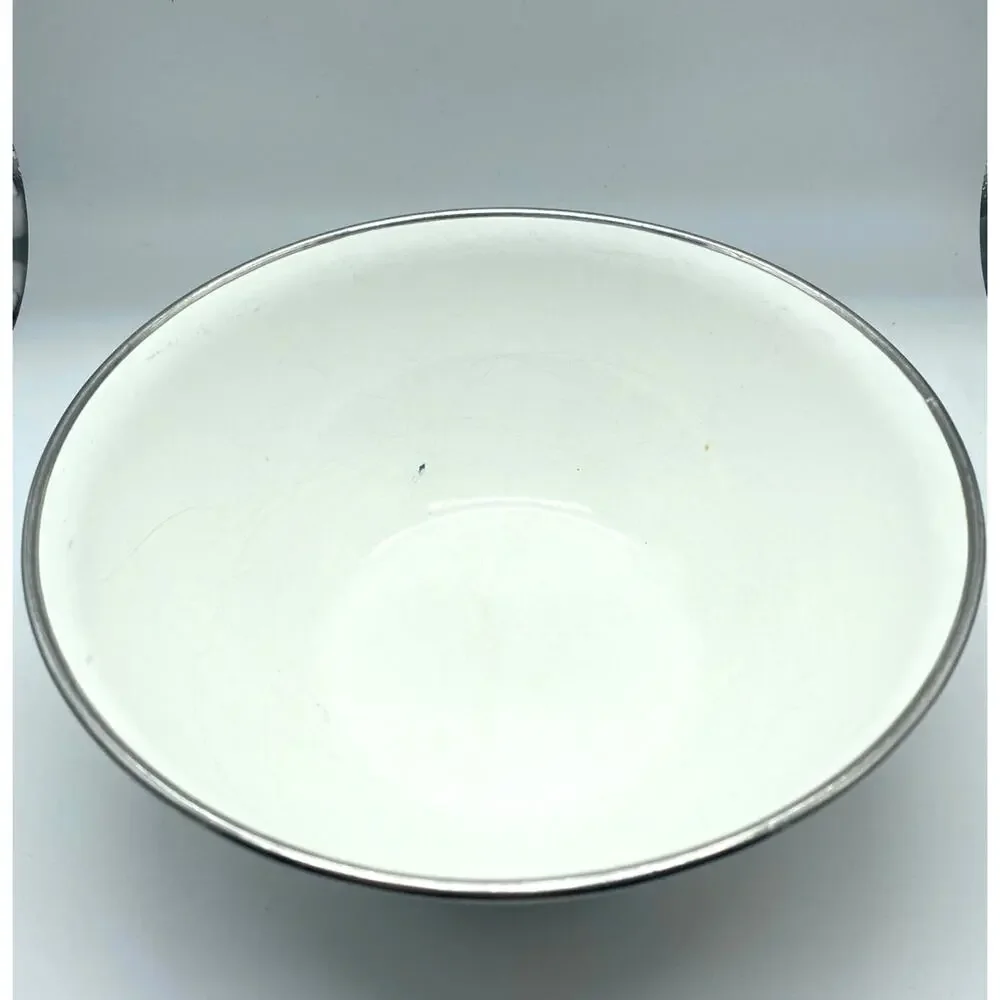 Vintage 1975 Enamelware Bowl with Red‎ Yellow Blue flowers